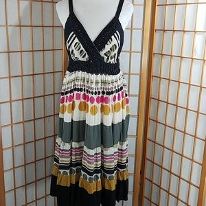 Vasna Desire dot stripe patterned cotton sun dress